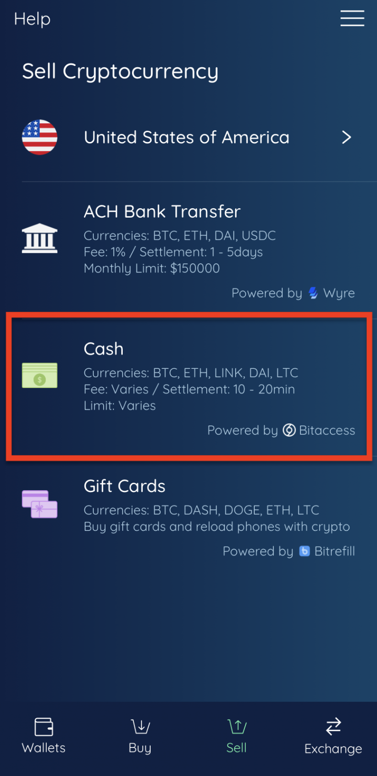 how to sell crypto for cash